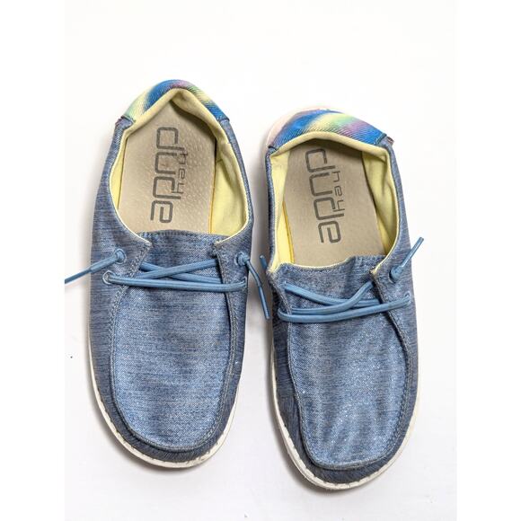 Hey Dude Wendy Youth Kids Sparkle Denim Blue Shoes Slip On Size 3 - Picture 6 of 7